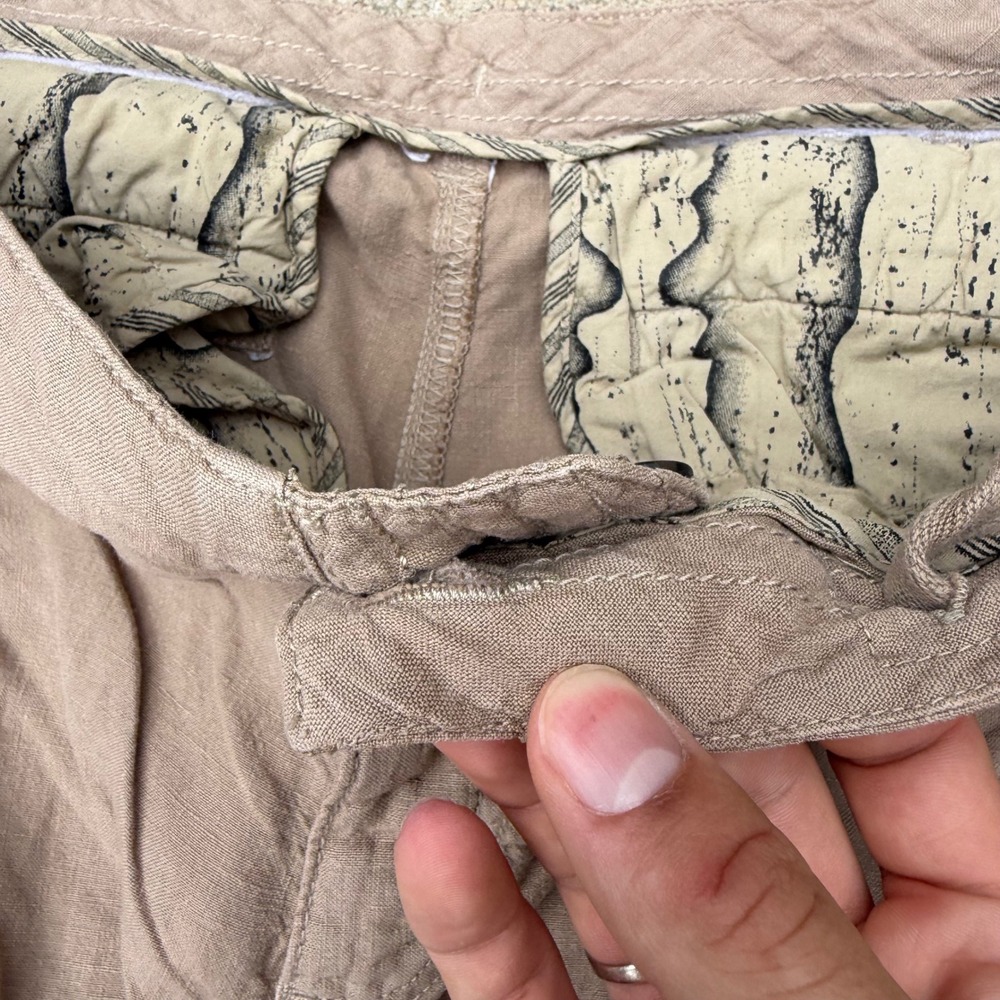Murano Linen Trousers Mens 36x30 Brown Button Fly Baird McNutt Casual Beachy - Picture 6 of 12